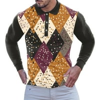 Мъже блуза модна спортна резюме геометричен отпечатан копче за ревера с дълъг ръкав отгоре мъжки меки дневни дрехи активно облекло