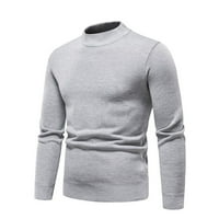 Мъжки пуловери за мъжки вълни и пуловери винтидж пуловер с пуловер с пуловер с дълъг ръкав сив сив XL