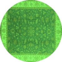 Ahgly Company Indoor Round Oriental Green Industrial Area Rugs, 8 'Round