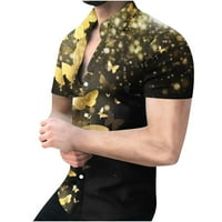 Jmntiy Men's Sun Protection Beach Тениски Геометрична риза 3D Не позициониране Редовно отпечатан къс ръкав на ревера риза Модна