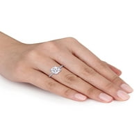 2-каратов пръстен с бял сапфир и диамант 10к Бяло Злато