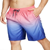 Lumento men лято къси панталони с високи дъна на талията на плаж за теглене на плажове Мъжки класически прилепнали мини панталони ежедневни градиенти плажни дрехи розо?