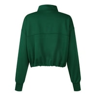 Разхлабени качулки женски небрежен спортен спортен пуловер с дълги ръкави тъмнозелен xxl