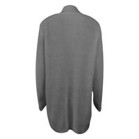 Клирънс дамски отворен преден плетен жилетка ежедневно класически кабел с дълъг ръкав пуловер палто твърди разхлабени жилищни дрехи с джобове