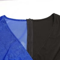 Макси рокля за жени мини V-образно деколте с къс ръкав отпечатано синьо s