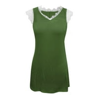 Жени модни v Врат дантелени шевове за мигли дантела твърд цвят рокля Женска небрежна рокля армия зелено s