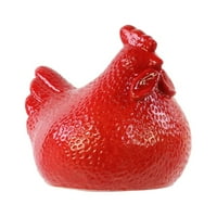 Керамична кокошка фигурка Голямо забит гланц покритие Червено - Бензара
