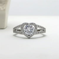 keusn женски сърцевидна диамант с циркон Персонализиран годежен пръстен на принцеса w w