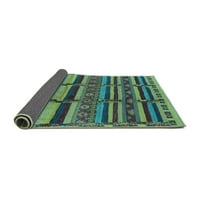 Ahgly Company Indoor Round Oriental Turquoise Blue Industrial Area Rugs, 7 'Round