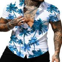 Beiwei мъже извит бутон за подгъване надолу блуза флорална щампа ежедневна тениска мъжете с къси ръкави плажни върхове