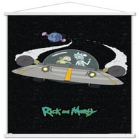 Рик и Морти - Плакат за космическа стена с дървена магнитна рамка, 22.375 34