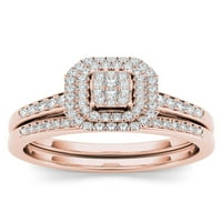 Империал 1 3кт ТДВ диамант 14к Розово злато клъстер хало стил булчински комплект