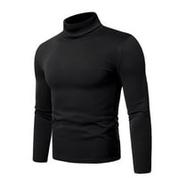 HGW ризи за мъже модни мъжки мъгла с дълъг ръкав твърд цвят разтягане тънък годен отдолу блуза черно xl