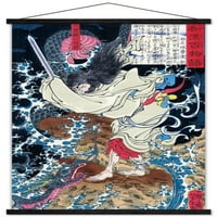 Драконът в облаците от Tsukioka Yoshitoshi стенен плакат с магнитна рамка, 22.375 34