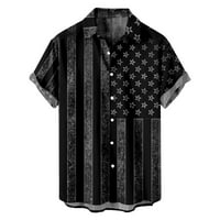 Плюс знамена от размера отпечатана блуза за мъже ризи хлабави ризи с къс ръкав с джобове летни ежедневни модерни върхове