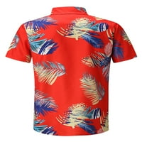 Lumento мъже флорални отпечатани върхове Летни хавайски плажни ризи с къс ръкав блуза