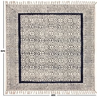 Касавани Ръчно изработено трапезария естествен памучен килим, сини крака