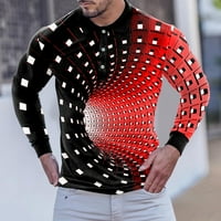 Мъжки модни ежедневни спортове абстрактни цифрови копчета за цифров печат с дълъг ръкав отгоре Yutnsbel