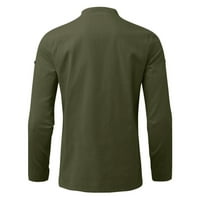 Модни мъже ризи Небрежни разхлабени плътни цветни горни ризи стойка за ясна копче за ръкав ръкав дълъг ръкав мода лятна топ блуза