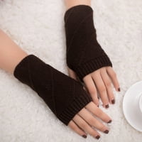 Fesfesfes жени момиче плетена ръка ръкавици без пръсти поддържат топли зимни ръкавици мека топла ръкавичка или хлабина