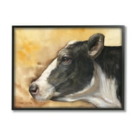 Ступел Индъстрис замислен крава портрет ферма животно над Кафяво черно рамка, 30, дизайн от Джордж Дяченко