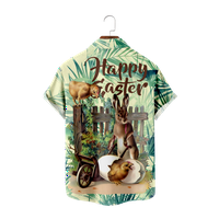 Честит великденски карикатура Мъжки ризи с къс ръкав лятен тънък материал деца хавайска риза мъж блуза мъжки топ ， f-xs