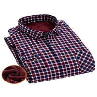 Sanviglor мъжки фланелни ризи дълъг ръкав блуза бутон надолу върхове топла туника риза работа стил-3 36