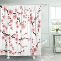 Реалистичен сакура черешов клон с цъфтящи цветя природа с цъфтеж декор за баня баня за душ завеса