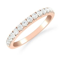 cttw 10k розово злато кръг диамантен микро-пав булчинска сватбена лента пръстен