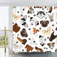 Sonernt blare сладък куче душ завеса кученце кученце полиестер тъкан душ завеса куки куки