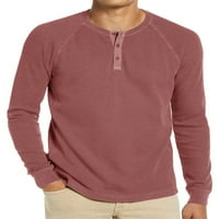 Rejlun мъжки летни върхове Тениски на врата на екипажа с дълъг ръкав блуза ежедневни пуловер Основна работна тениска ръжда червен