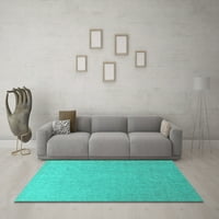 Ahgly Company Indoor Rectangle Solid Turquoise Blue Modern Area Rugs, 6 '9'