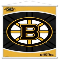 Бостън Бруинс - лого плакат за стена с дървена магнитна рамка, 22.375 34
