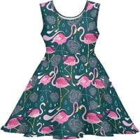Ярки цветя и фламингони женски плажен резервоар рокля мини люлка отпечатано без ръкави лято