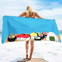 Sushi Beach кърпа Голяма гъста гъста микрофибър плажна кърпа супер абсорбиращ пясък безплатен сладък суши готин плувен плажен