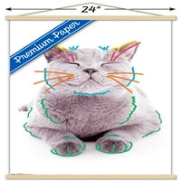 Котка-смешно лице стена плакат с дървена магнитна рамка, 22.375 34