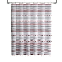 Jade + Oake Red White Striped Polyester Posher Curtain, 72 72