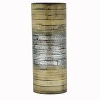 24 Завъртя Бамбук Котлони Ваза - Металик Сребро И Естествен Бамбук
