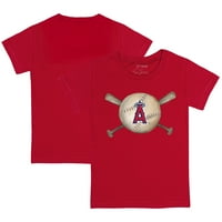 Младежта мъничка ряпа Red Los Angeles Angels бейзболни кръстосани прилепи тениска
