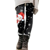 Puawkoer Ladies ежедневни сладки карикатури Коледен санта щампа вътре в гамаши ботуши панталони Облекло обувки и аксесоари 2xl