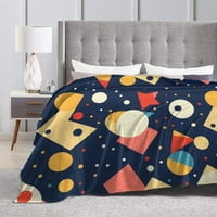 Плоски геометрични форми Синьо шаблони за хвърляне на шаблона, леко уютно меко одеяло за диван, 60 x50 хвърлете одеяла за легло