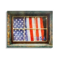 Ступел индустрии патриотични американски флаг Рустик прозорец празнична Начало живопис галерия увити платно печат стена изкуство,
