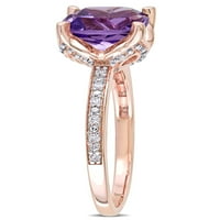 Тангело 1-Каратов аметист и диамант - акцент 10к годежен пръстен от розово злато