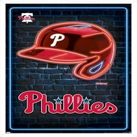 Филаделфия Филис - Стенски плакат за неонова шлем, 14.725 22.375 рамки