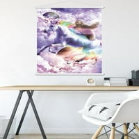 Джеймс Букър - Епичен космически ленив езда на плакат за стена на еднорог с магнитна рамка, 22.375 34