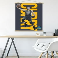 Golden State Warriors - Стенски плакат на Стивън Къри с дървена магнитна рамка, 22.375 34