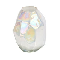 8 White Enamel Geo стъклена ваза