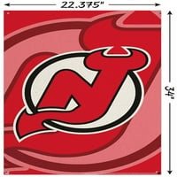 New Jersey Devils - Плакат за стена с лого с бутални щифтове, 22.375 34