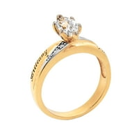 Обет и завинаги персонализирани булчински 14к злато над стерлинги сребро Маркиза бял топаз и диамант име сватбен пръстен