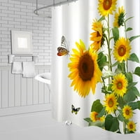 Слънчогледово пеперуда душ завеси баня декор жълто цвете зелено листо лято растение пейзаж Начало вана